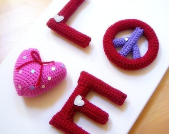 Amigurumi - LOVE - Crocheted Amigurumi 4 letters patterns / PDF
