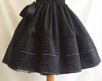 Edgar Allan Poe, Nevermore, Book Skirt, Literature Skirt by Rooby Lane