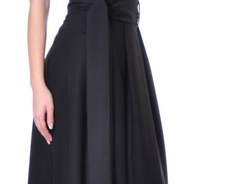 Plus Size Maxi Skirt, Black Long Skirt, High Waist Skirt Belt, Black Formal Skirt, Black Cotton Skirt, Party Maxi Skirt, Danellys D14.03.01