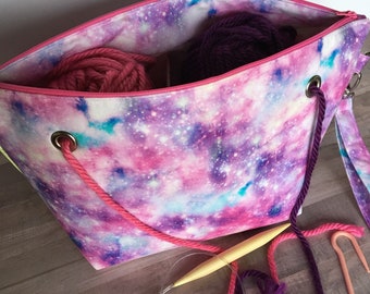 Galaxy Project Bag - Project Bag - Galaxy Print Tote - Galaxy Tote - Work In Progress - Galaxy Wristlet - Small Project Bag