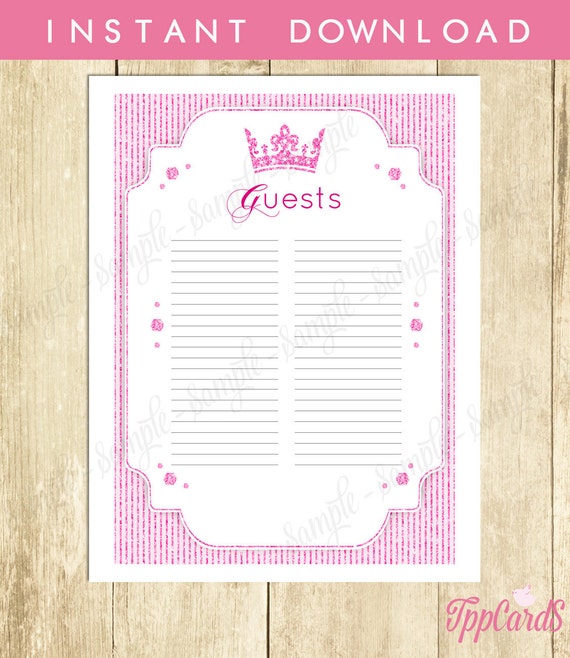 Royal Princess Baby Shower Guest List Glitter Baby Shower