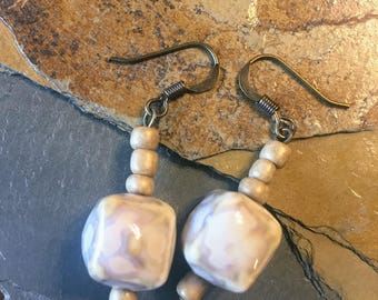 Soft Cream-Colored Simple Drop Earrings
