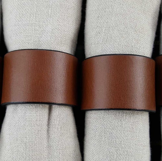 2 Leather Napkin Ring Brown/Black Trim, Orange, Chartreuse, Purple, Dining ~ Housewarming ~ Hostess Gift ~ Home Decor ~ Kitchen Accessory