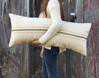 French Grain Sack Style Lumbar Pillow Cover