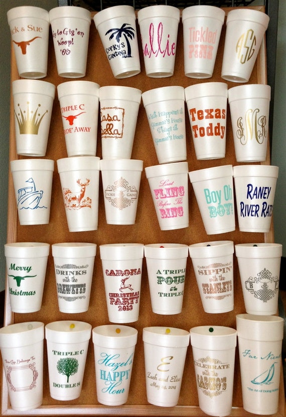 100 Personalized Foam Party Cups Customizable Styrofoam Cups