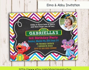 SESAME STREET Invitation, Sesame Street, Birthday Invitation, Elmo, Abby, Printable, DIY, Digital File, Invite, Birthday Party