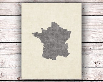 Map of France French Printable Art Print Instant Digital Download France French Paris Lover Art Print Francophile Home Decor Wall Art