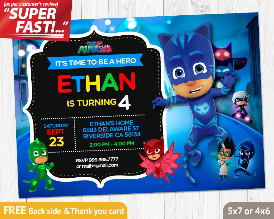 PJ Masks Invitation PRINTABLE Pj Masks Birthday Invitation