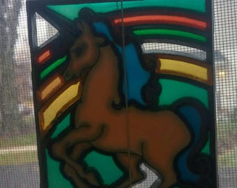 Unicorn stained glass