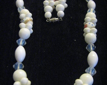 Vintage Necklace Artist milk glass