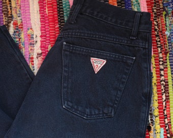vintage guess jeans, vintage high rise dark wash blue jeans, vintage 90s guess jeans, vintage 80s high rise jeans, 80s high rise denim jeans