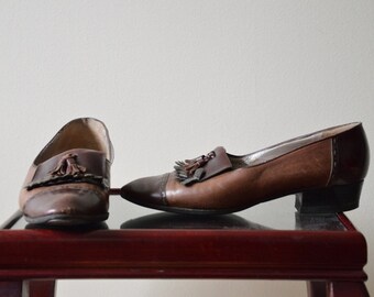 vintage 70's brown Italian leather brogues 36.5