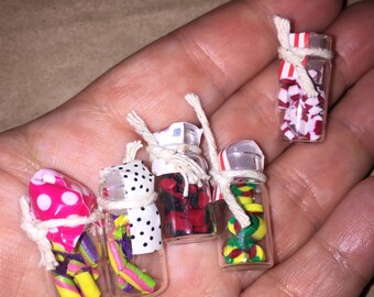 Free shipping**Lot of 5 dollhouse miniature candy jars kitchen grocery 1:12 lot #1