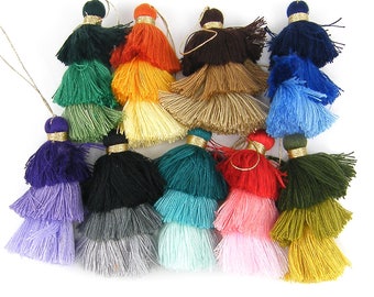Light to Dark Tassels, Tiered Tassels, Bohemian Tassels, Ombre Tassels, Three Tier Jewelry Tassels, Triple Fringe Jewelry Pendants |TS2|1