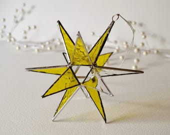 12 Point Moravian Star. 3D Stained Glass Suncatcher. 6" star.
