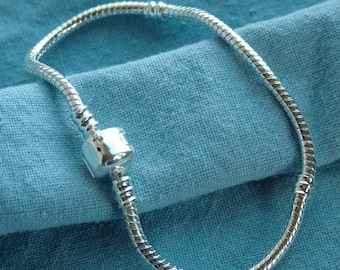 18, 19, 20, 21, and 22 cm - Silver Plated Snake Chain Bracelets For European Beads