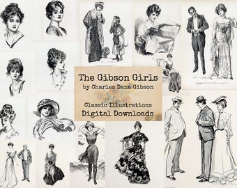 The Gibson Girls - by Charles Dana Gibson, Digital Ephemera Classics, Digital Images, Vintage Art, Digital Art, Instant Download,