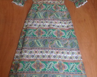 Hippy Maxi dress, folk,boho, Arts & Crafts style size 10 (uk) 1960s