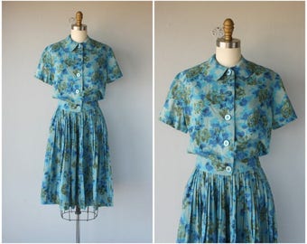 Vintage 1950s Dress • 50s Dress • 1950s Floral Dress • 50s Skirt Set • 60s Dress • 1950s Spring Dress - (xs/small)
