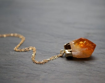 Gold Citrine Necklace / Raw Citrine Necklace / Gold Citrine Crystal Necklace / Raw Crystal Necklace / November Birthstone / Gift for Mom