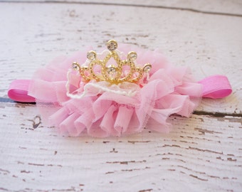 crown baby headband- crown headband - gold crown- princess crown- infant crown headband - newborn crown- gold crown- birthday girls crown