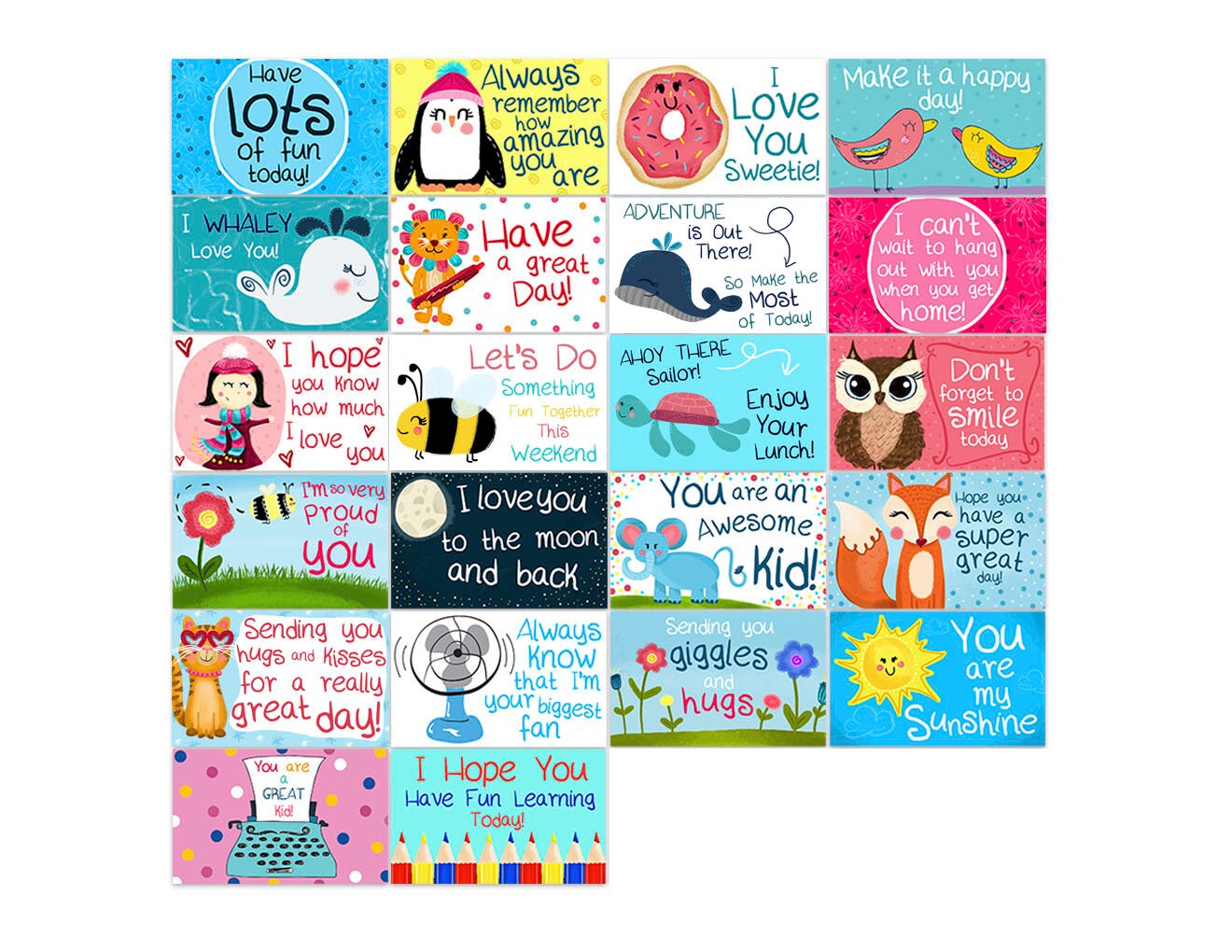 This is a graphic of Influential Cute Lunch Notes It is a picture of Influential Cute Lunch Notes