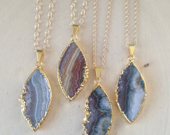Amethyst Necklace, Raw Amethyst Necklace, Amethyst Slice Necklace, Gold Dipped Amethyst Necklace, Boho Jewelry, Amethyst, You Choose