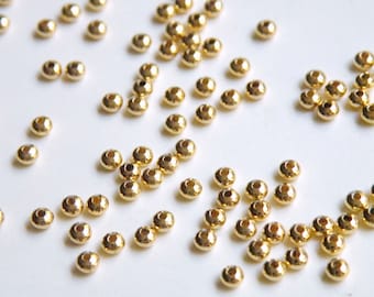 50 Tiny rondelle saucer beads shiny gold plated brass 3x2mm 3278MB