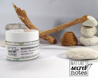 Moisturizing Face Cream, Sensitive Skin, Moisturizing Cream, Organic Skin Care, Organic Face Care, Organic Face Moisturizer, Sweet Almond