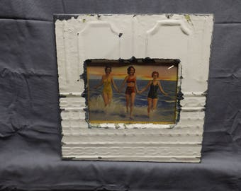 Tin Ceiling Picture Frame Cream White RECLAIMED Shabby 5"x 7" 20-18P