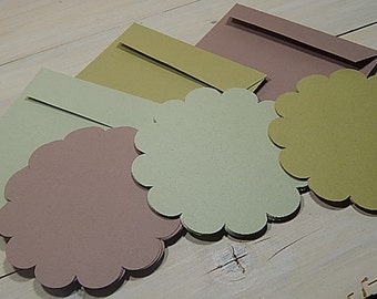 10 x Quality Large Round Scallop Recycled Flat Cards Using Natural Raw Material By-Products 3 Colour Choices