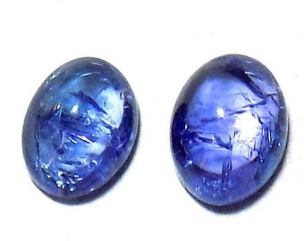 40% Sale -- Tanzanite , 8 x 11 mm Size, Cabochon Stone, Oval Shape, 2 pcs.