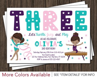 Gymnastics Birthday Invitation | Gymnastic Invitations | Any Age