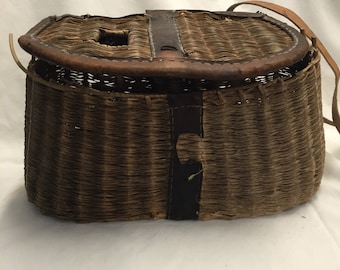 Vintage Creed Wicker Tackle Basket