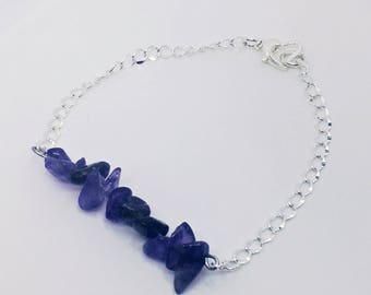 Deep Amethyst Stone (Silver) Bracelet