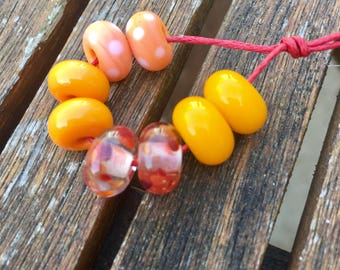 Perfect Pairs Lampwork Glass Beads, Oranges, SRA, UK Seller, UK Lampwork