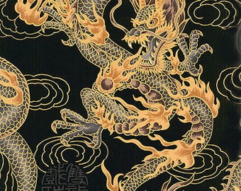 FIRE-BREATHING DRAGONS: Asian Japanese Fabric (By the Yard)