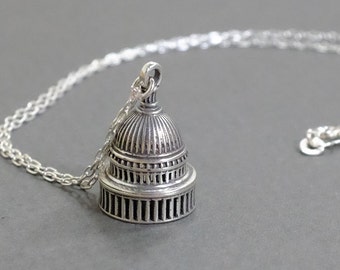 Capitol Building Necklace - 3D Printed Sterling Silver