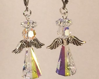 Swarovski Angel Earrings in Crystal Aurora Borealis