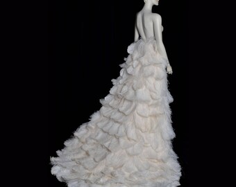 Bridal Feather Train Ostrich Feathers wedding dress