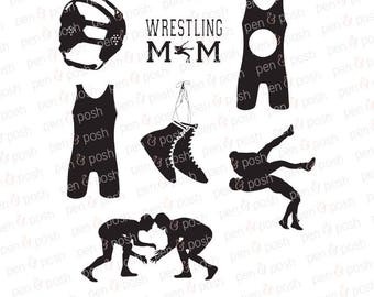 Wrestling SVG - Wrestling Wrestling SVG Files - Wrestling Monogram - Wrestling Clipart Bundle - Singlet Svg