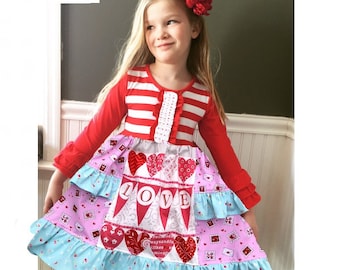 Girls Valentine's Day dress Momi boutique custom dress