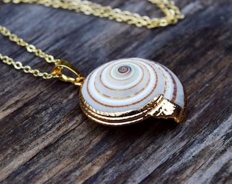 Ursula Necklace, Real Sea Shell Necklace, Ariel Voice Seashell Necklace, Gold Dipped Sea Shell, Real Cone Shell Necklace, Ursula Costume