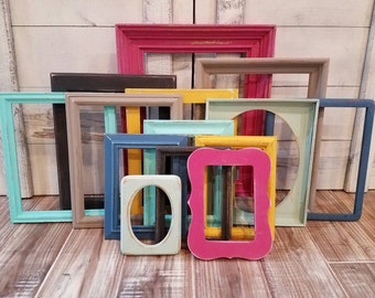 Bohemian GALLERY WALL Set Colorful Photo Frames Pop of Color BOHO Decor Set of Picture Frames Wall Decor