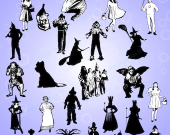 25 Wizard of Oz / Wizard of Oz silhouette /Wizard of Oz clipart/ Wizard of Oz SVG / PNG / EPS / vector file /High Quality /wizard characters