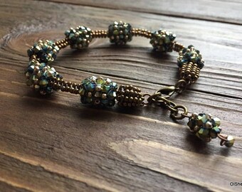 Bracelet of bronze-colored beads.
