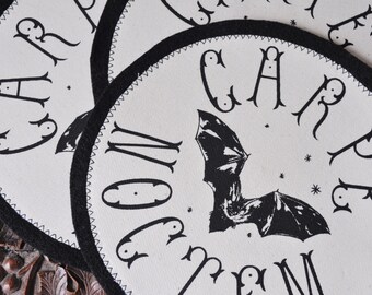 Handmade Screen Printed Fabric Apparel 'Carpe Noctem' Patch / Back Patch