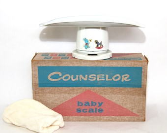 Vintage Metal Nursery Baby Scale/Original Box Like New!