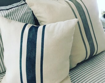 Upcycled Grainsack Oversized Pillow Sham - Farmhouse Pillow Cover - French Provincial Style - French Country Decor - Fixer Upper