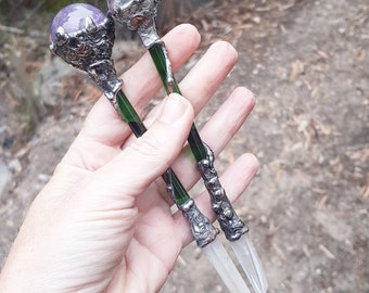 Magical Wand, Healing, Gothic, Wicca, Altar, Ritual, Crystal Wand, Clear Quartz, Australian Made, Faery Realm, Sacred Tool, Manifest, Dream.